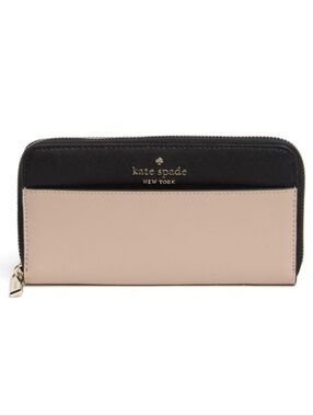 kate spade- Staci- Leather Continental Wallet- Warm Beige Designer #125